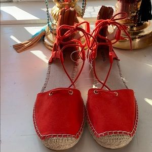 BBWT marina espadrille coral red flats!